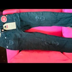 Levi 710 Black distressed jeans